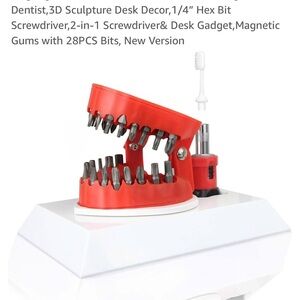 Red 2-in-1 denture Screwdriver Desk Gadget